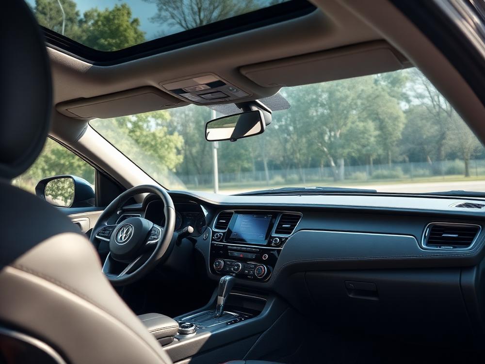 Clean, dust-free car dashboard after interior detailing